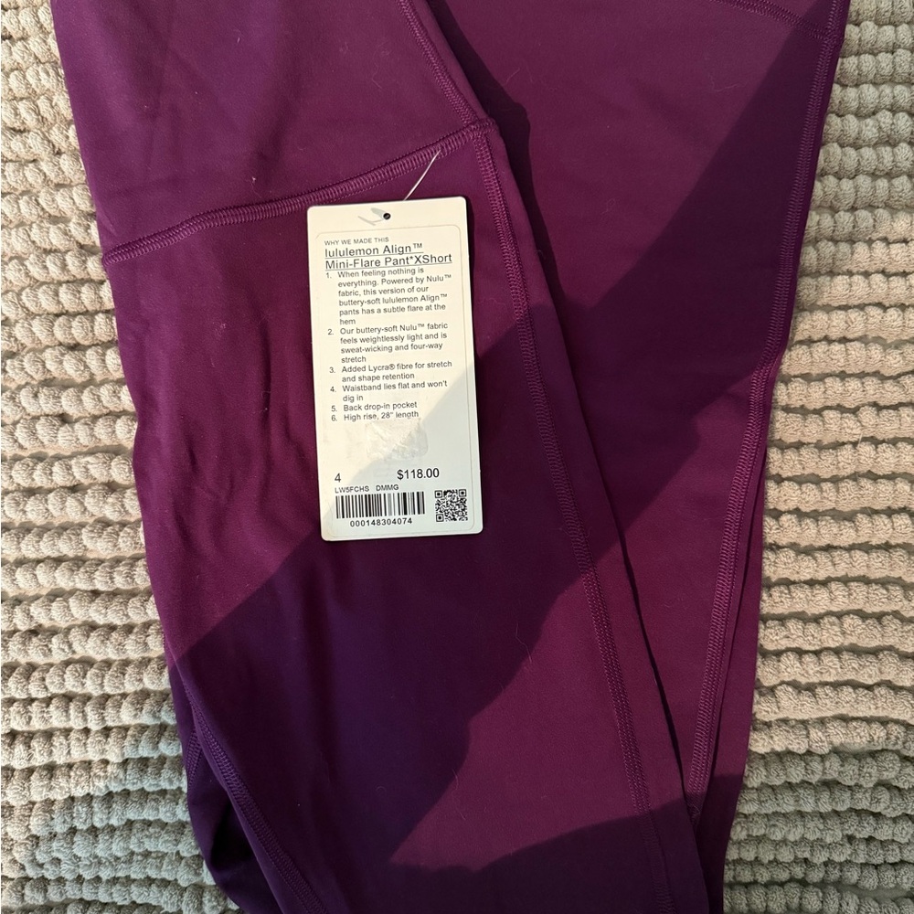 Lululemon Align High-Rise Mini Flare Pant 28” size 4 NWT Dramatic Magenta - Picture 7 of 10